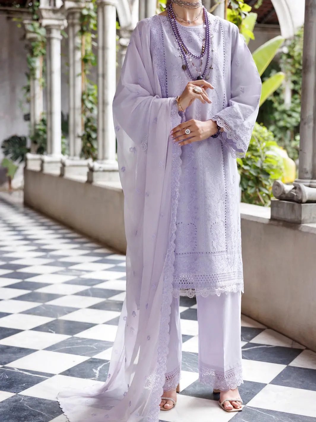 Purple Schiffli Lawn 3Pc Unstitched - Alp-3Ps-2110 1