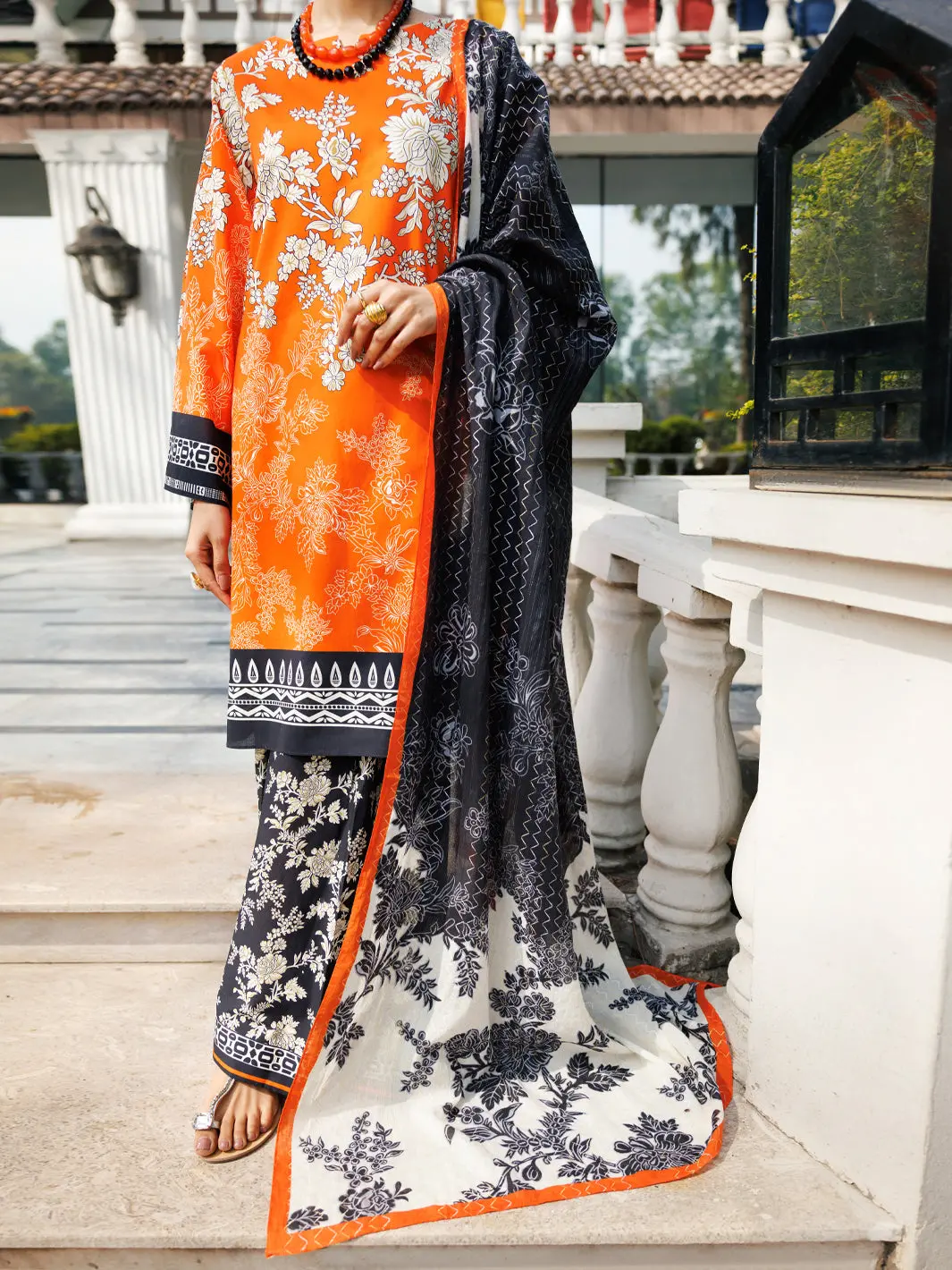 Orange Lawn 3Pc Stitched - Alp-3Ps-2123 1
