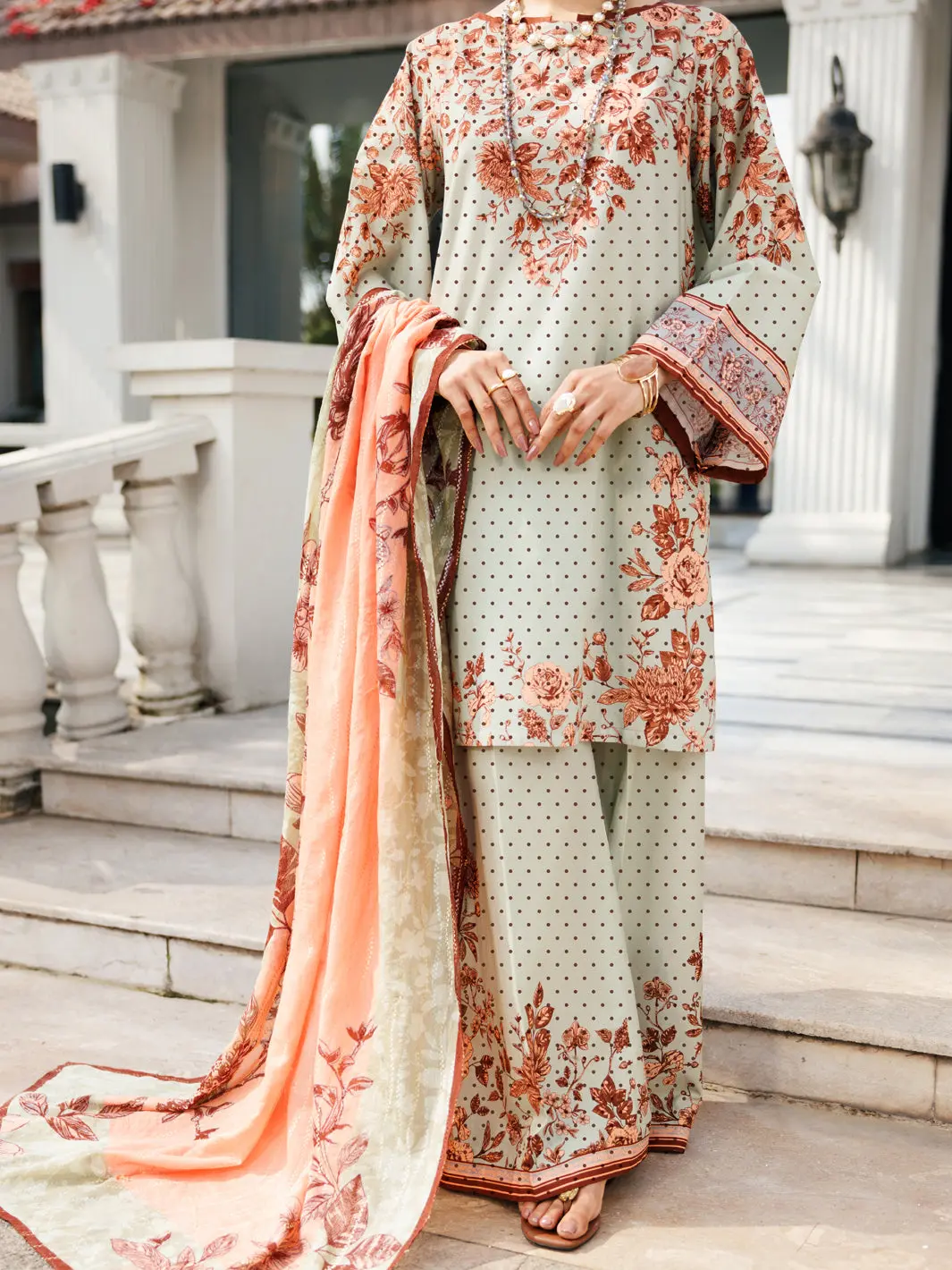 Sage Green Lawn 3Pc Stitched - Alp-3Ps-2125 1