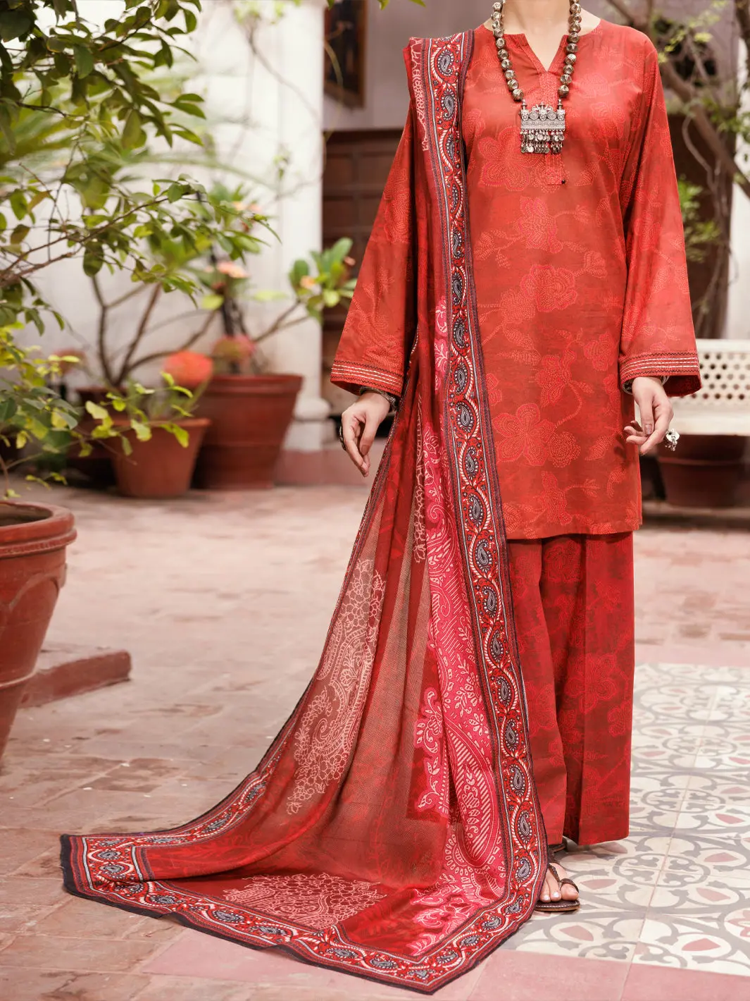 Maroon Cambric 3Pc Stitched - Alp-3Ps-2137 1