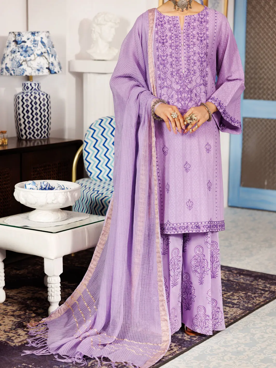 Light Purple Dobby 3Pc Stitched - Alp-3Ps-2163 1