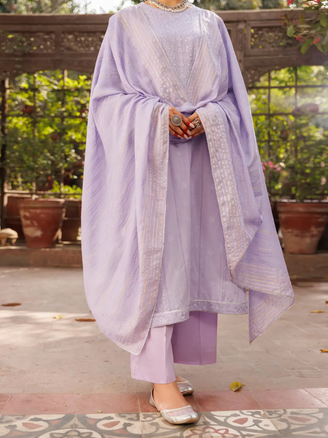 Lilac Cotton Dobby 3Pc Stitched - Alp-3Ps-2165 1
