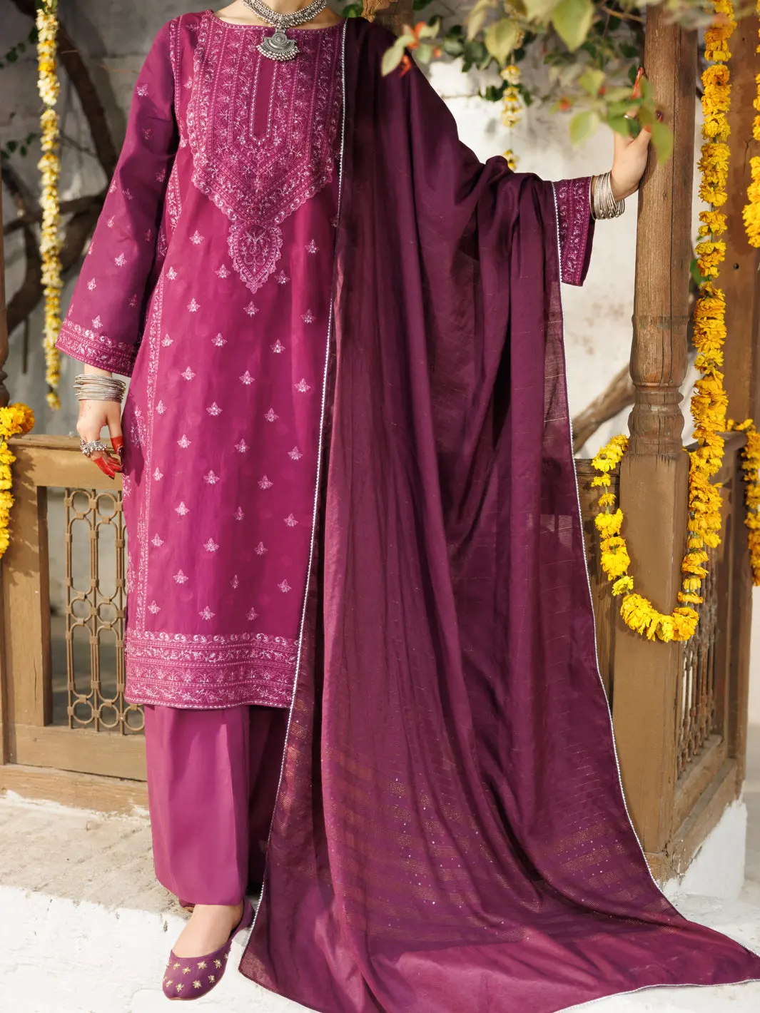 Purple Dobby 3Pc Stitched - Alp-3Ps-2168 1