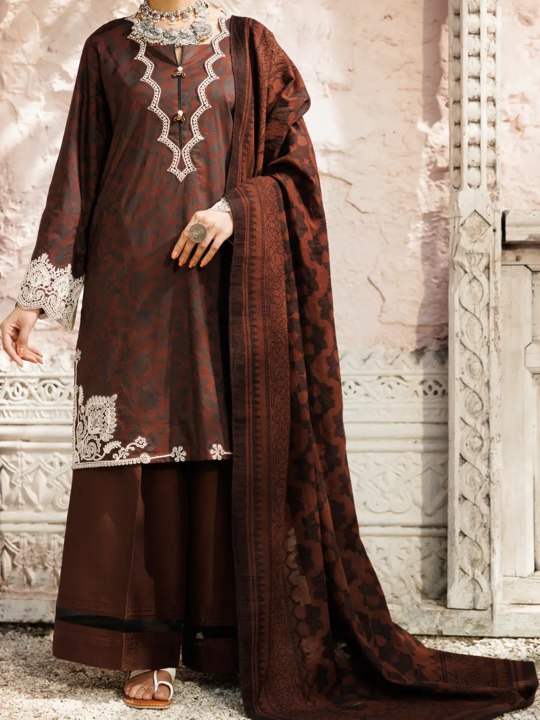 Brown Dobby 3Pc Stitched - Alp-3Ps-2174 1
