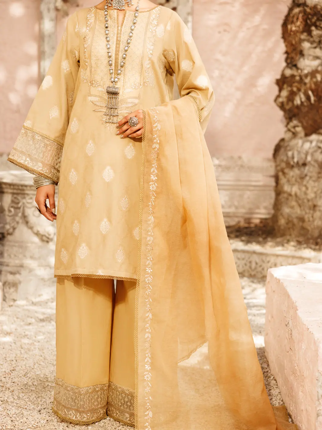 Beige Jacquard 3Pc Stitched - Alp-3Ps-2176 1