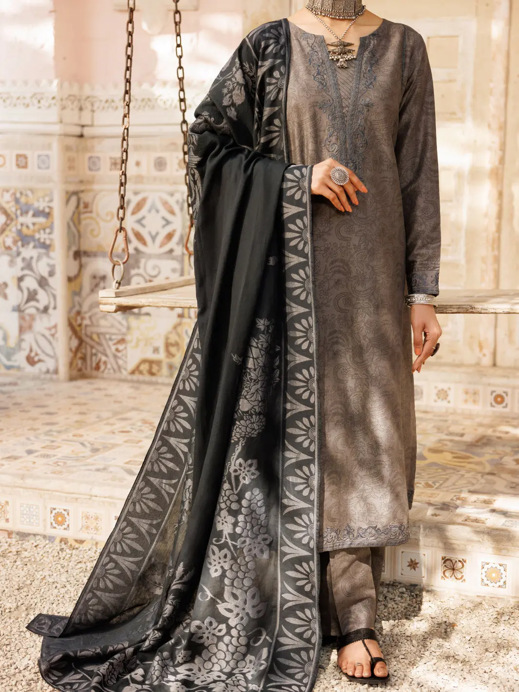 Grey Cambric 3Pc Stitched - Alp-3Ps-2179 1