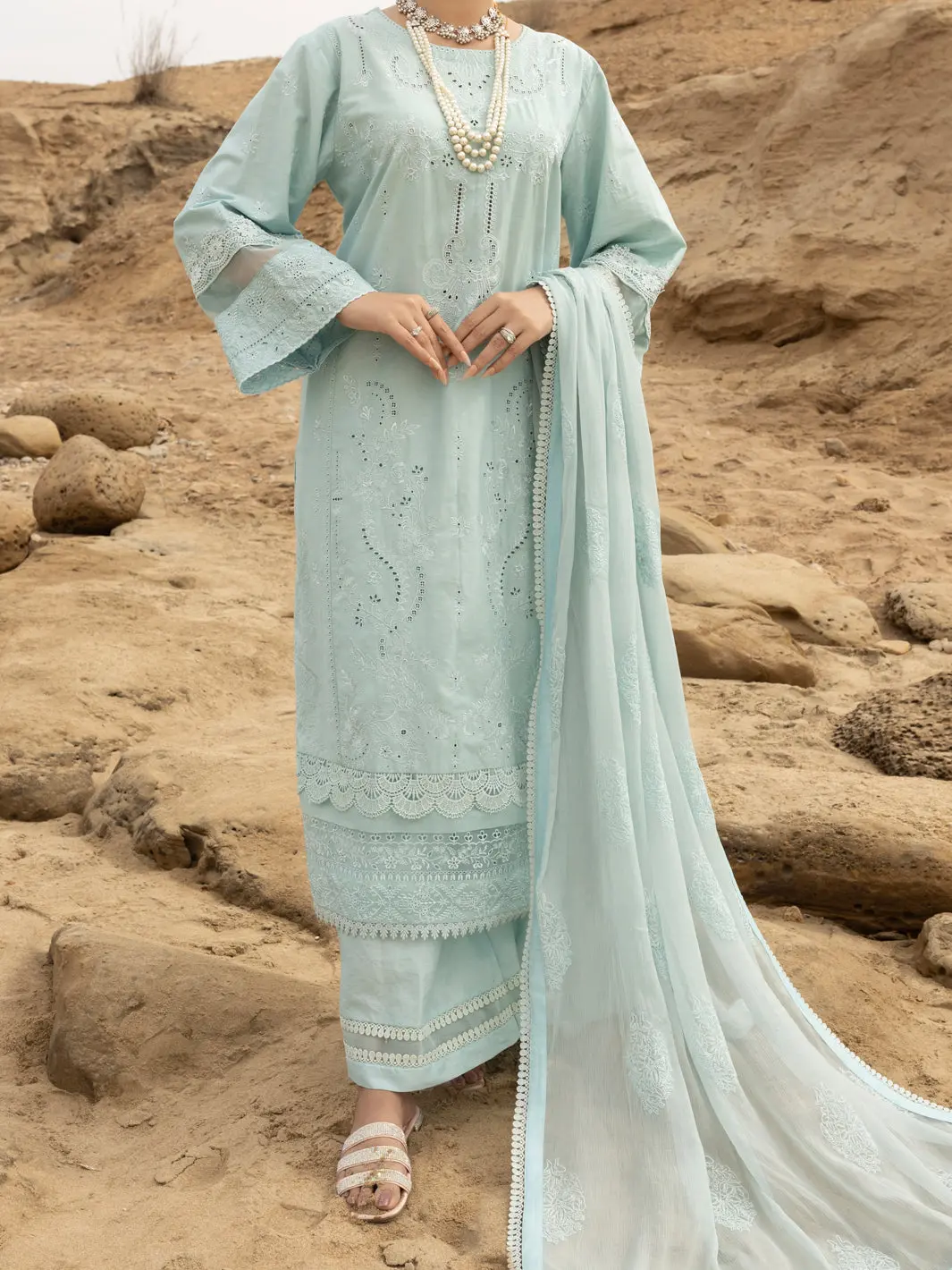 Sky Blue Lawn 3Pc Stitched - Alp-3Ps-2181 1