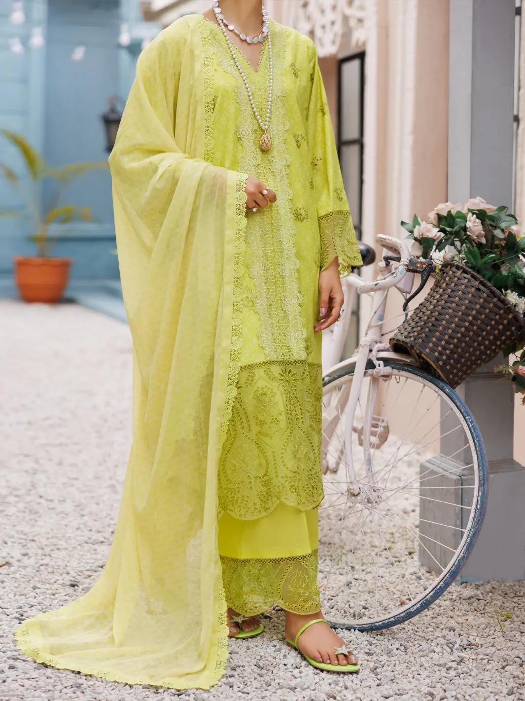 Lemon Schiffli Lawn 3Pc Stitched - Alp-3Ps-2187 1
