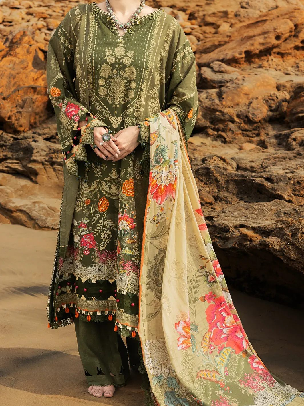 Mehndi Green Lawn 3Pc Unstitched - Alp-3Ps-2201 1