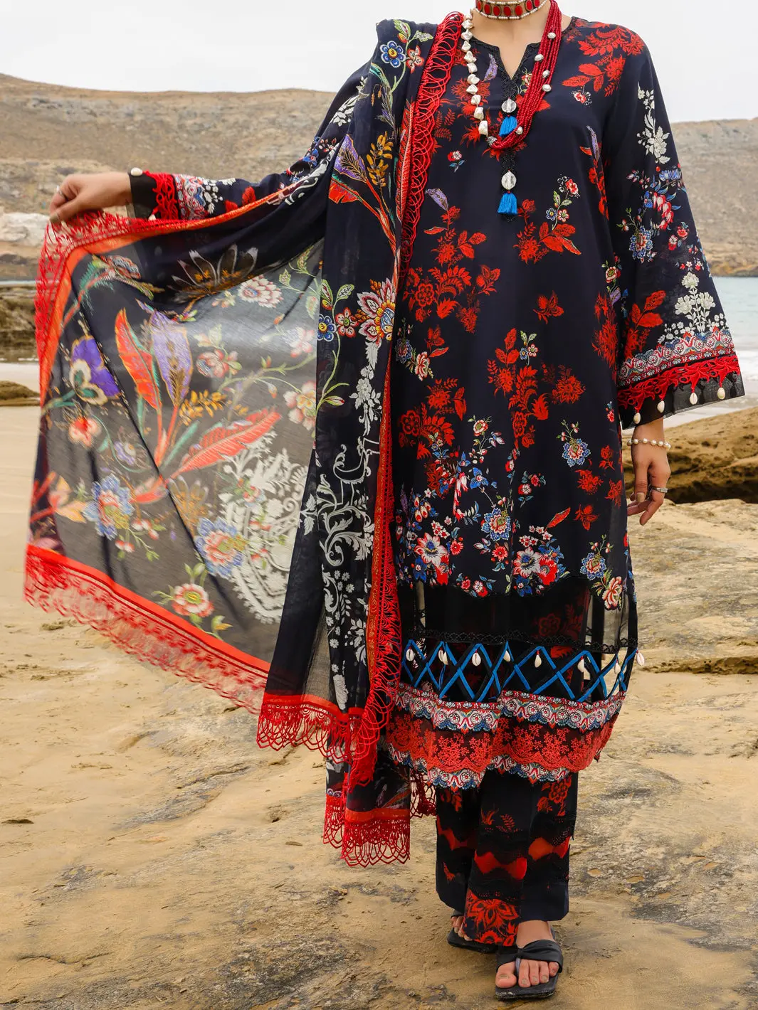 Black Lawn 3Pc Unstitched - Alp-3Ps-2207 1