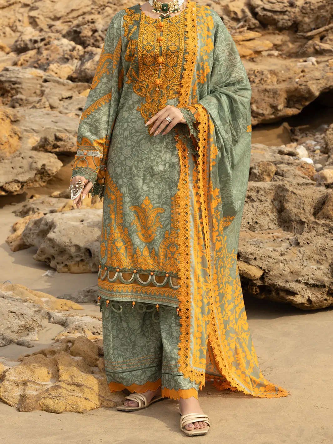 Sage Green Lawn 3Pc Unstitched - Alp-3Ps-2218 1
