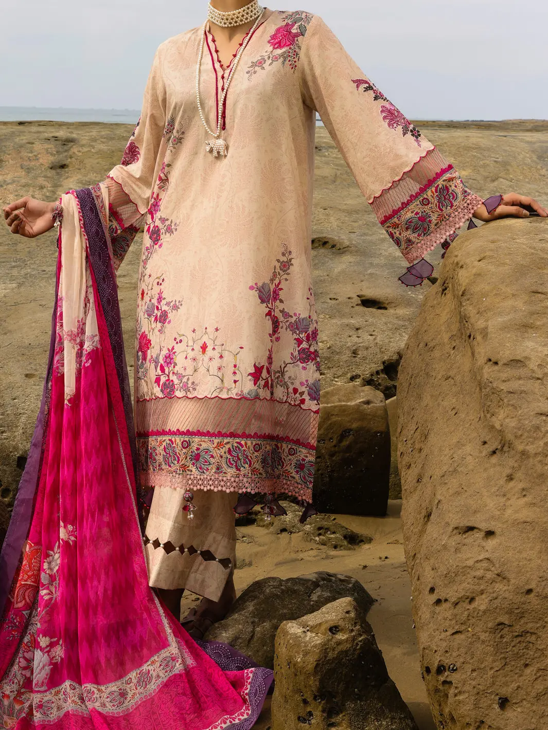 Cream Lawn 3Pc Unstitched - Alp-3Ps-2224 1