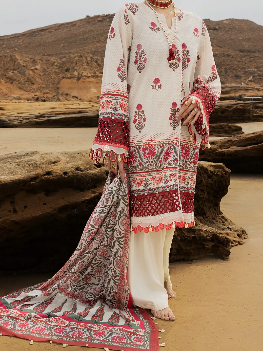 Maroon Lawn 2Pc Unstitched - Alp-2Ps-Slkd-Un-2262 1