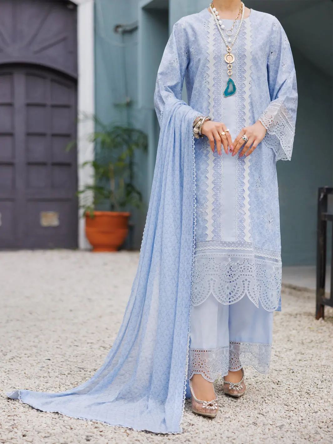 Light Purple Schiffli Lawn 3Pc Stitched - Alp-3Ps-2272 1