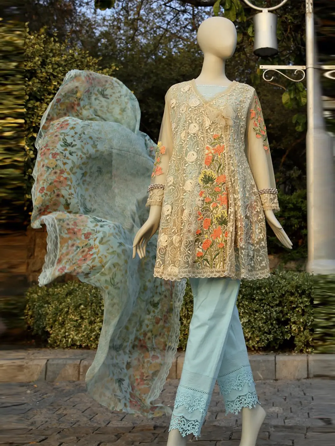 Sky Blue 3Pc Unstitched - Alp-339 1