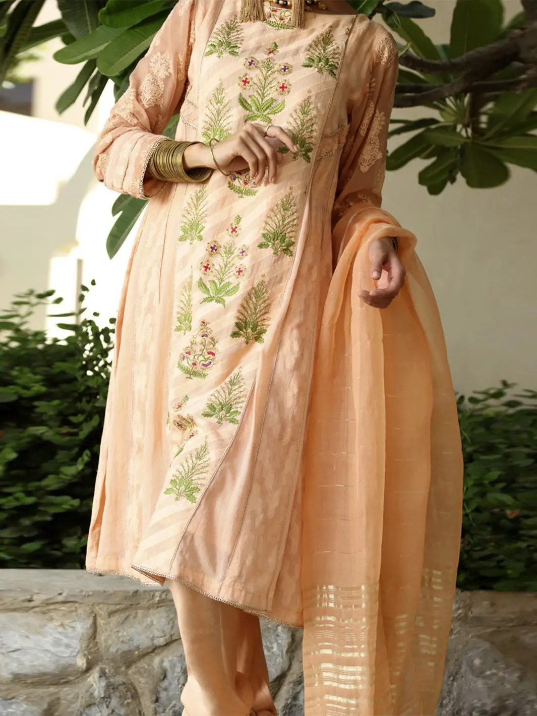 Peach Jacquard 3Pc Stitched - Alp-568 1