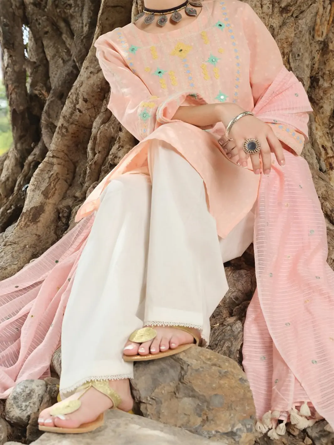 Pink Jacquard 3Pc Unstitched - Alp-729 1