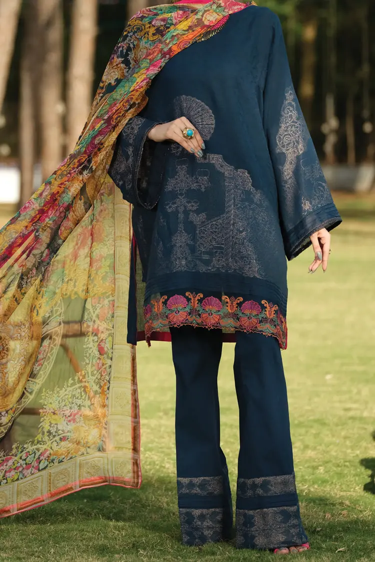 Prussian Blue Jacquard 3Pc Stitched - Alp-736 1