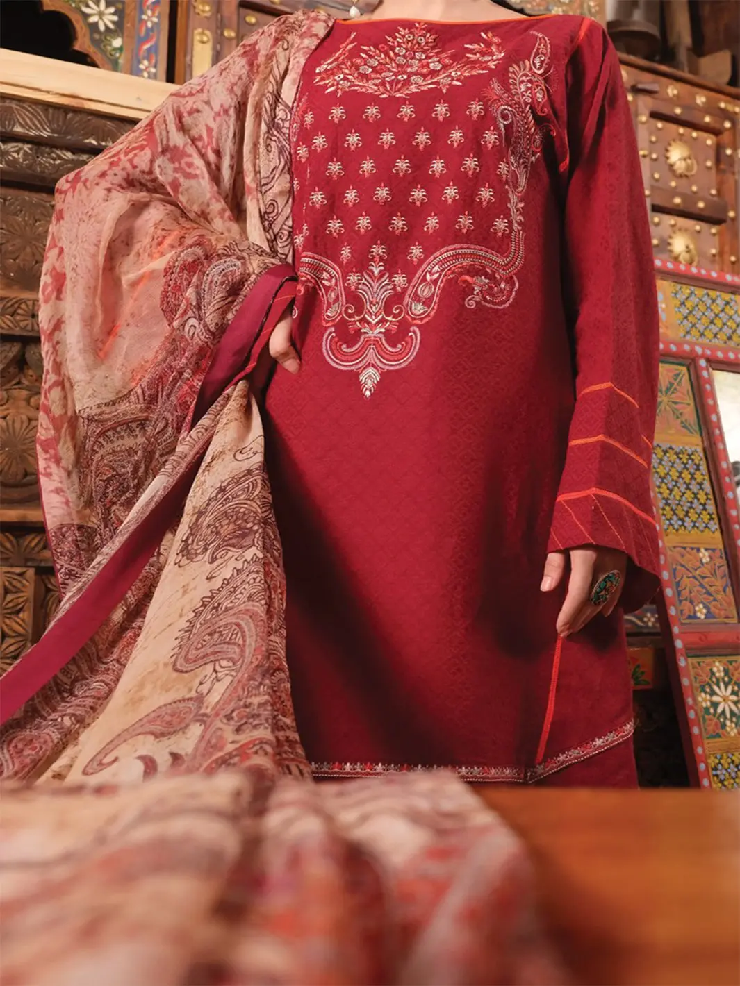 Maroon Lawn 3Pc Stitched - Alp-739 1