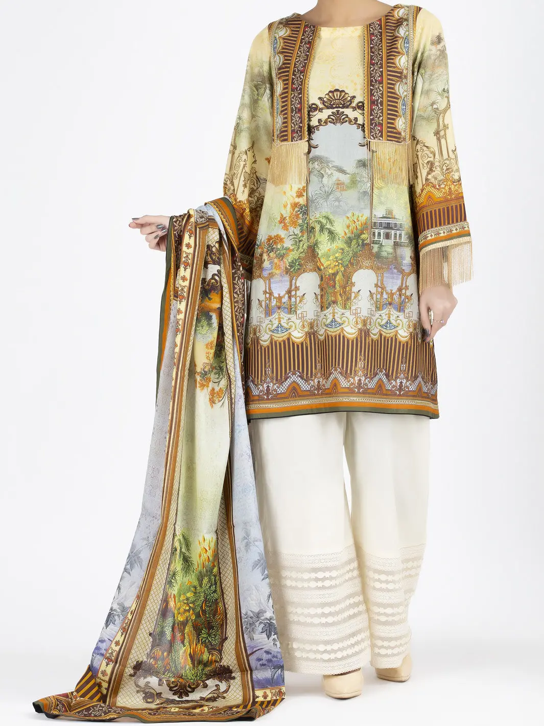 Cream Lawn 2Pc Unstitched - Alp-2Ps-862 1