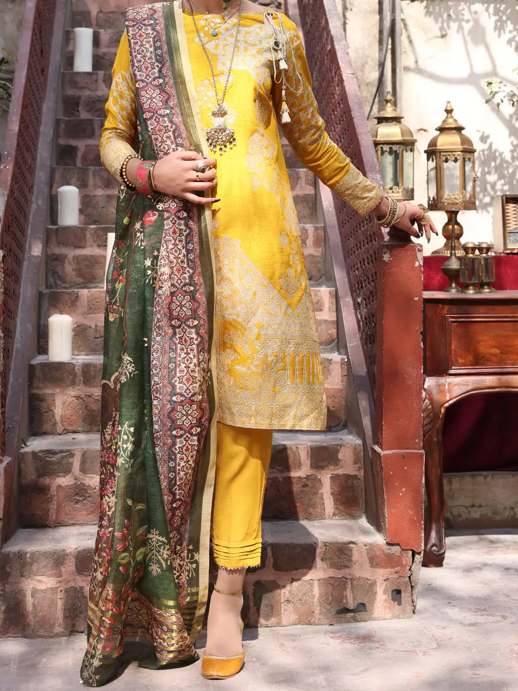 Mustard Viscose 3Pc Stitched - Alp-3Ps-903 1