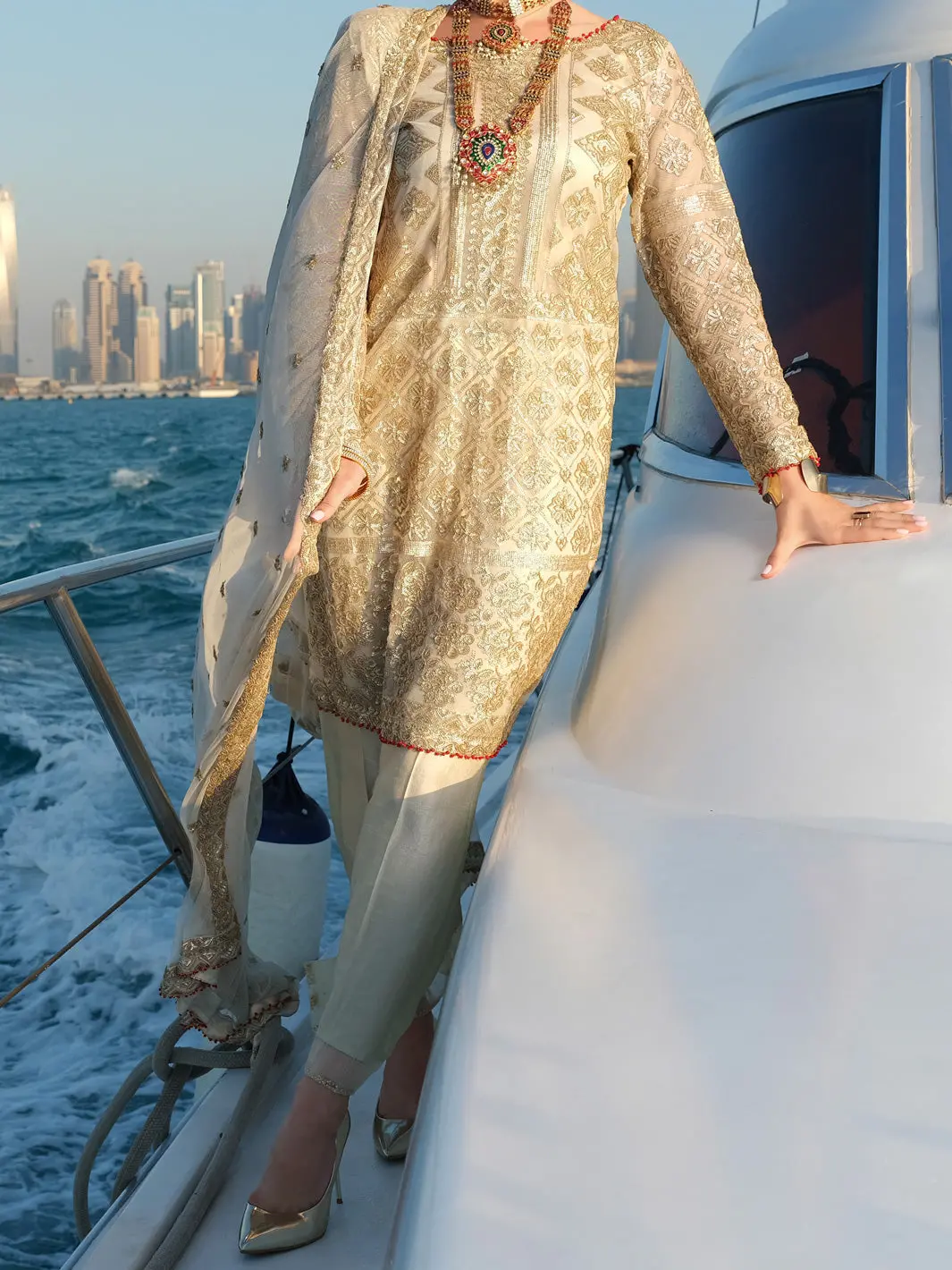 Beige Net 3Pc Stitched - Alp-3Ps-907 1