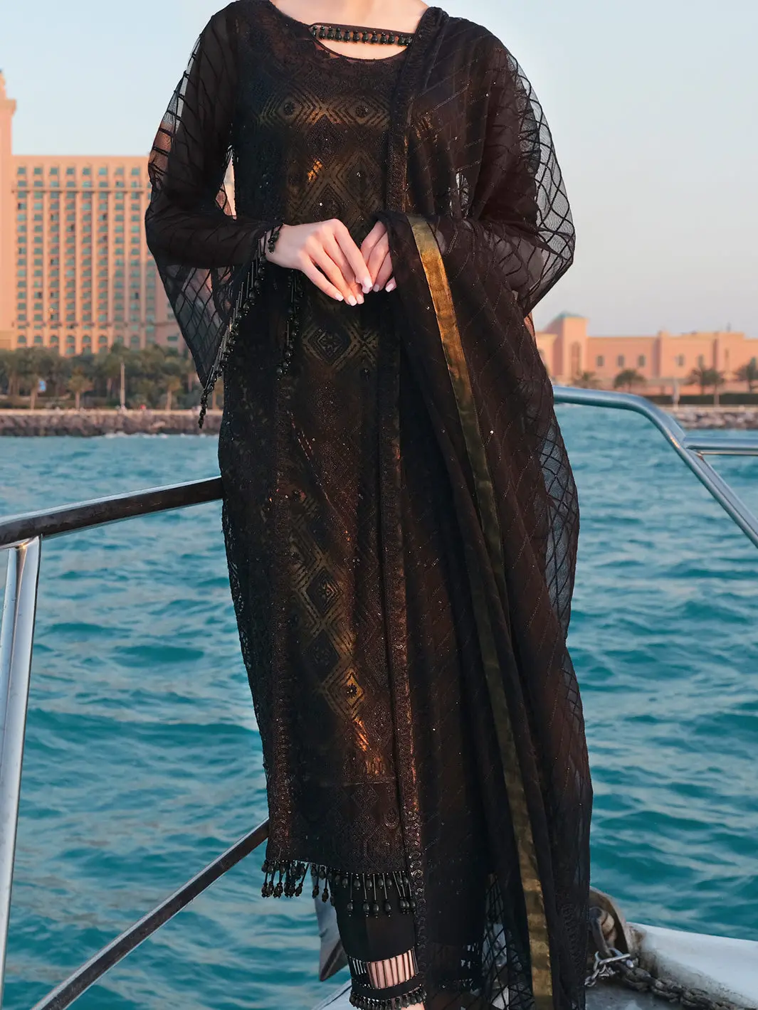 Black Net 3Pc Stitched - Alp-3Ps-908 1