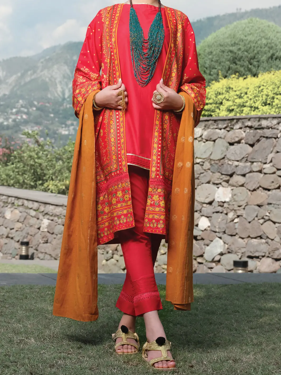 Red Cambric 3Pc Stitched - Alp-3Ps-967/S 1