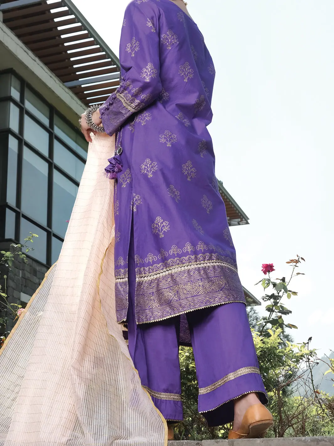 Purple Cambric 3Pc Stitched - Alp-3Ps-969/S 3