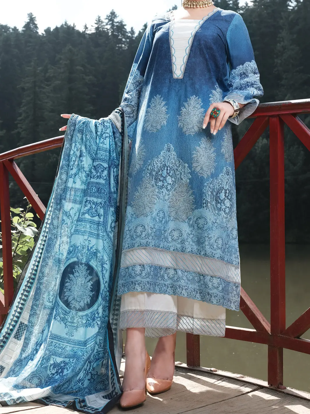 Blue Cambric 3Pc Stitched - Alp-3Ps-971/S 1