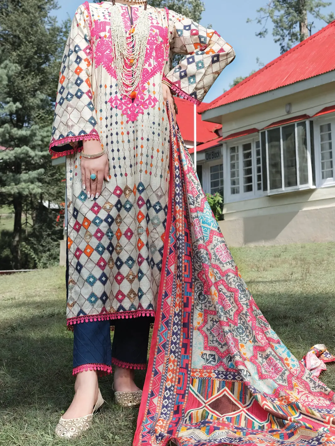 Beige Cambric 3Pc Unstitched - Alp-3Ps-977 1
