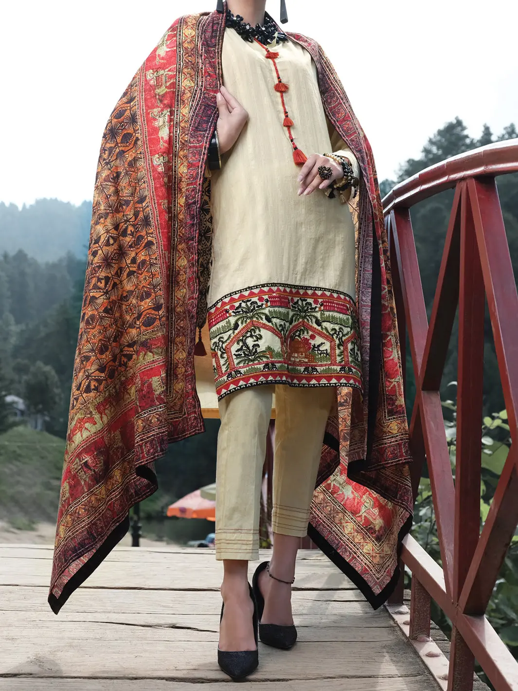 Beige Cambric 3Pc Stitched - Alp-3Ps-981/S 1