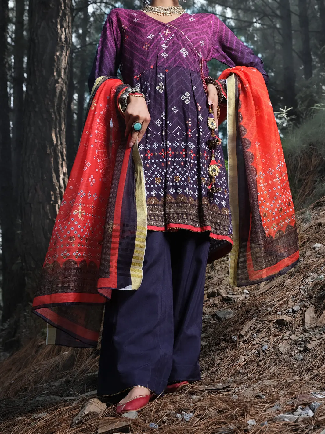 Purple Silk 3Pc Unstitched - Alp-3Ps-988 1