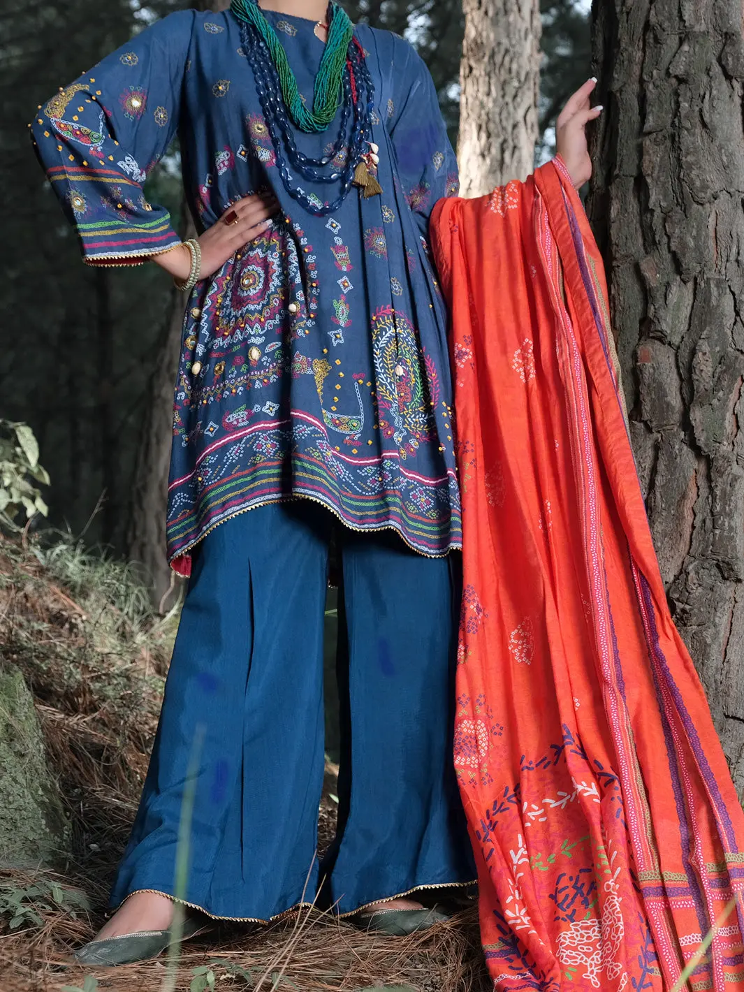 Blue Raw Silk 3Pc Stitched - Alp-3Ps-991 1