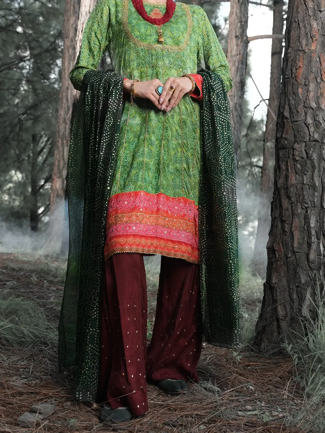Green Silk 3Pc Stitched - Alp-3Ps-992 1