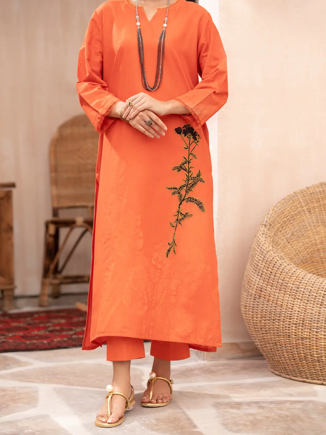 Orange 2Pc Stitched - Alp-2Ps-Lks-1708 1