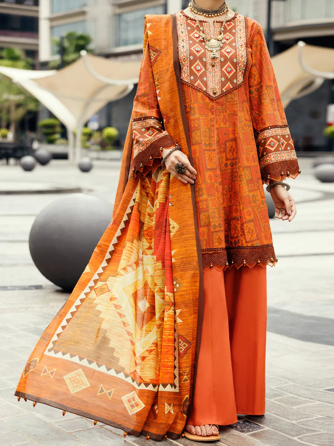 Mustard Lawn 2Pc Unstitched - Alp-2Ps-Slkd-Un-2267 1