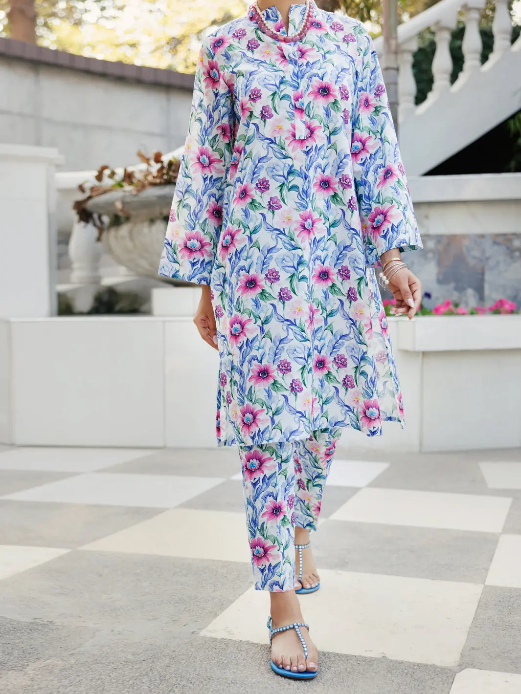 Multicolor Lawn Co-Ord Set - Alp-2Ps-Slks-2240 1