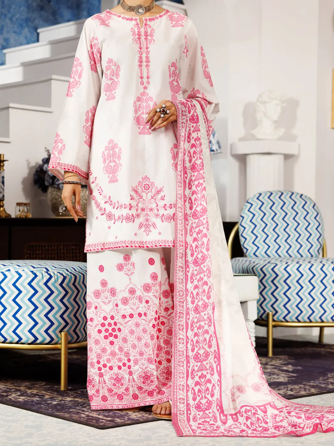 Light Pink Dobby 3Pc Stitched - Alp-3Ps-2162 1