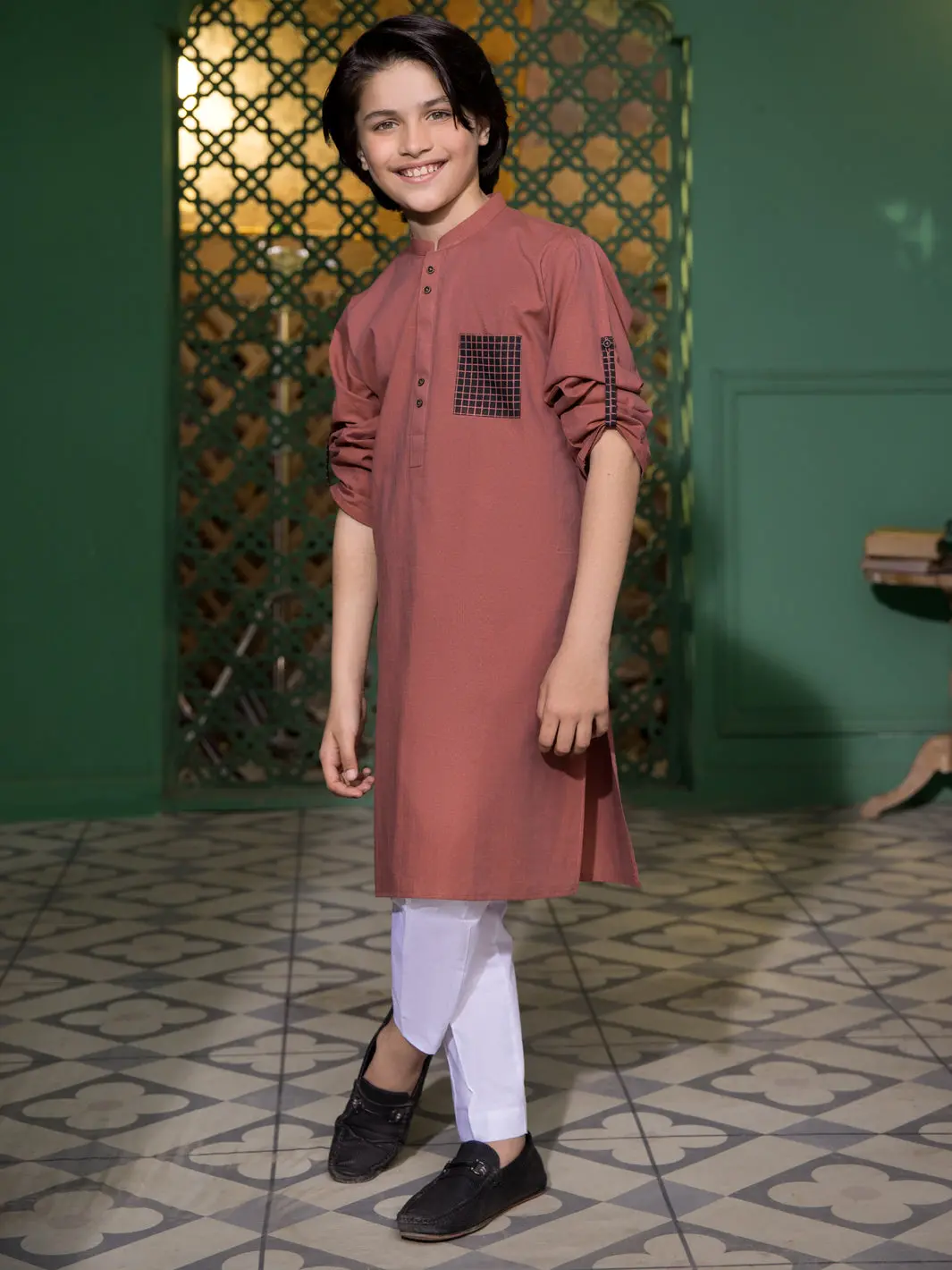 Rust Cotton Boy Kurta - Alt-K-005A 1