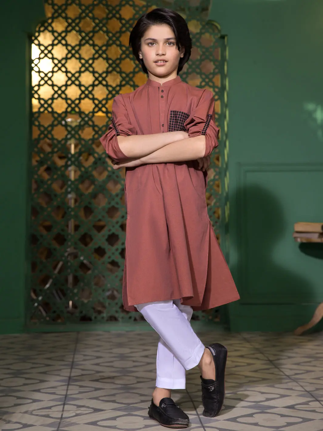 Rust Cotton Boy Kurta - Alt-K-005B 1
