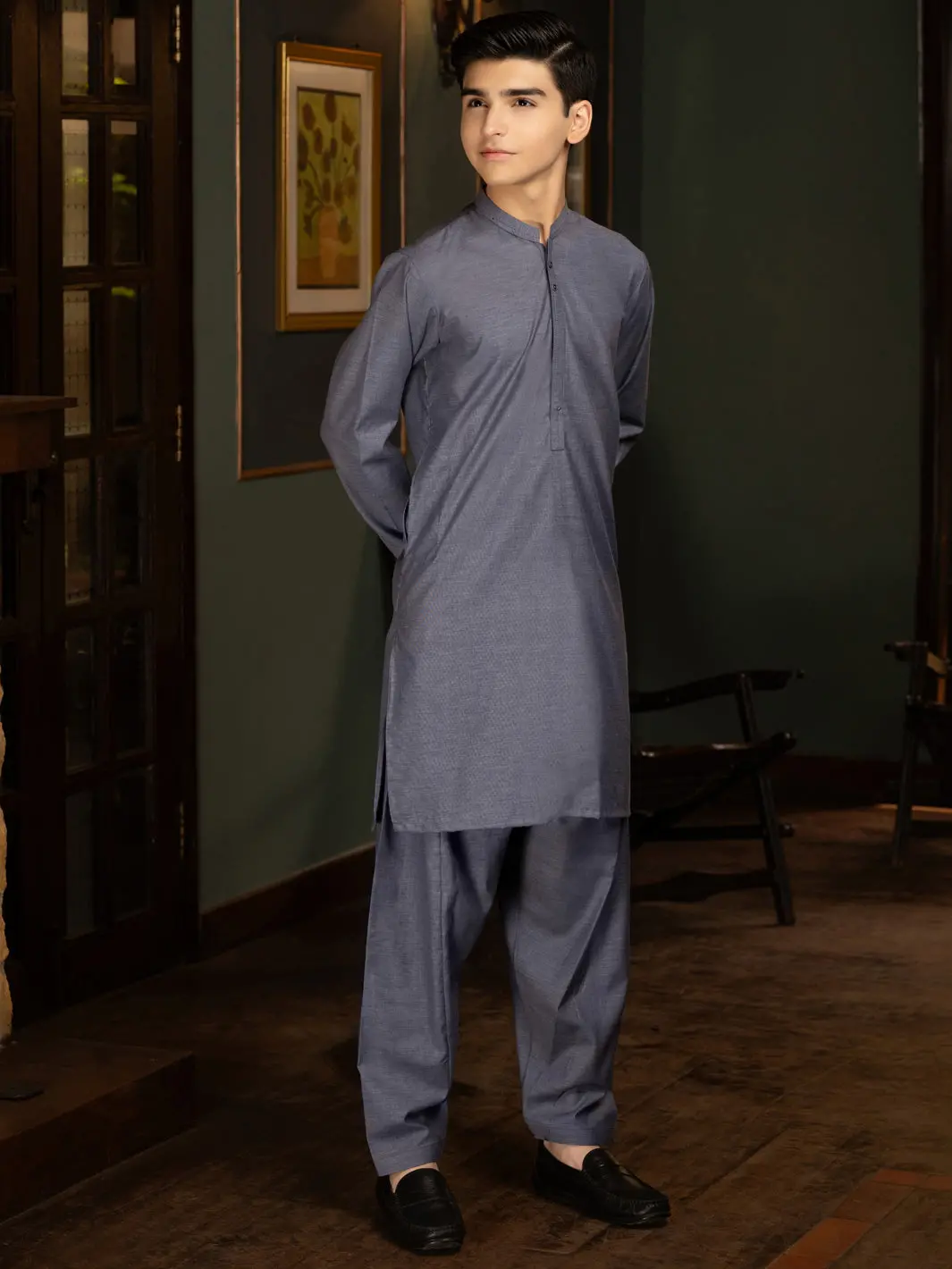 Blue Blended Kameez Shalwar - Alt-Ks-074 1