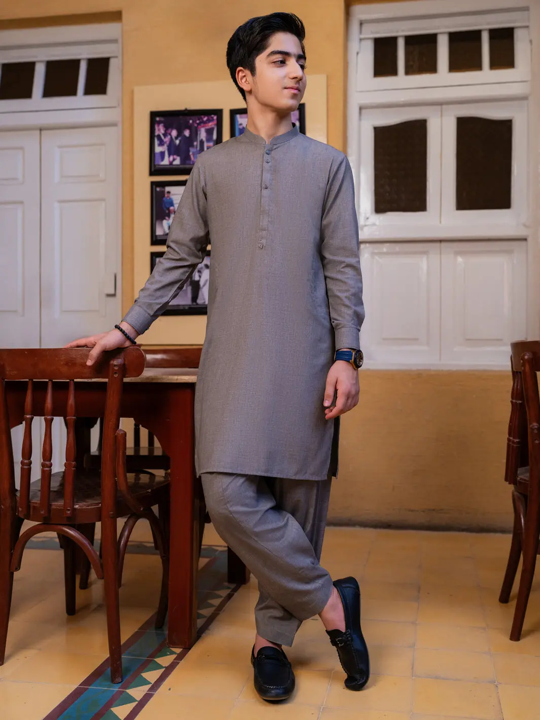 Grey Blended Kameez Shalwar - Alt-Ks-090 1