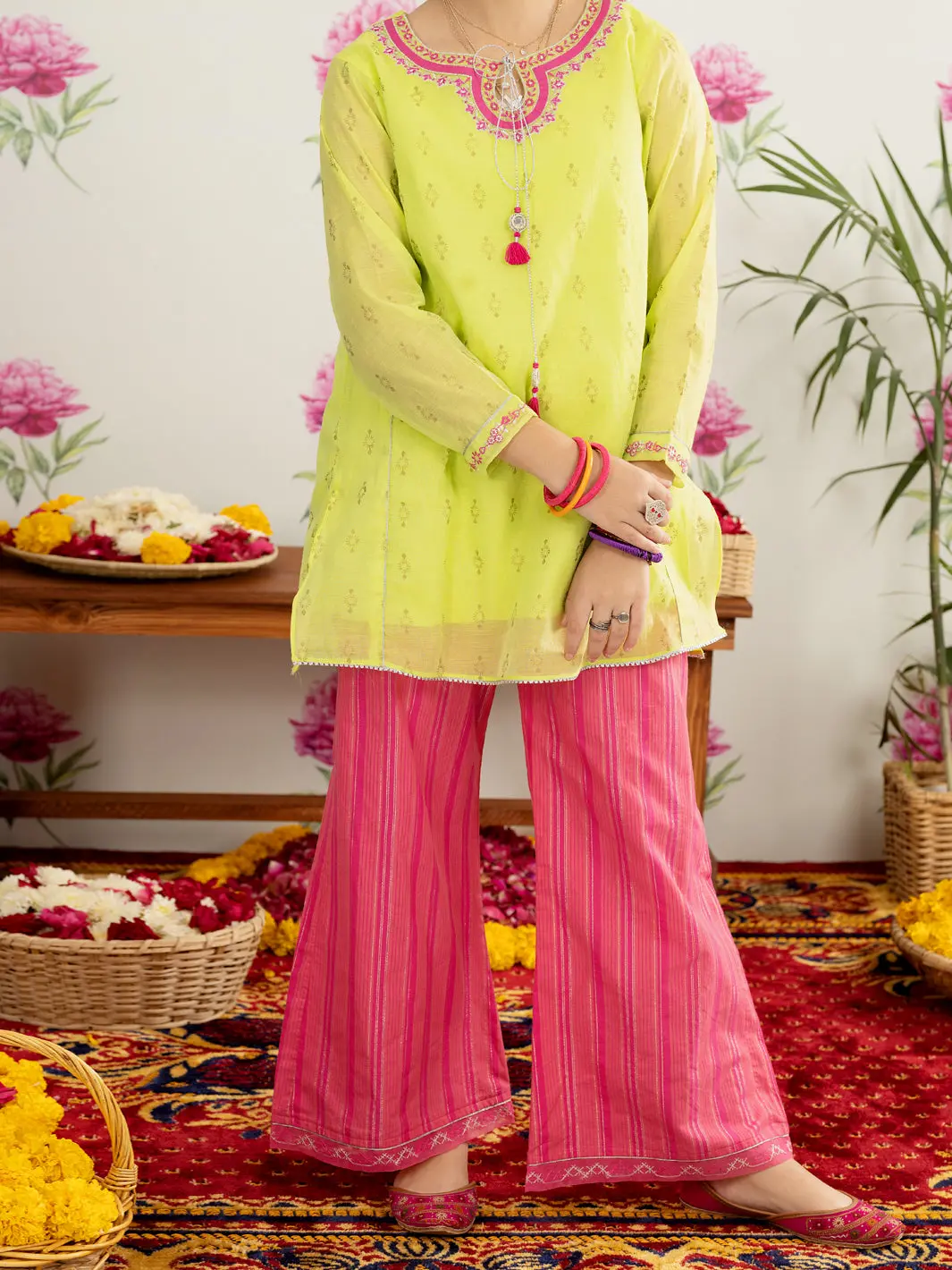 Lime Green Poly Cotton 2 Piece Stitched - Alt-2Ps-Lks-1124 1