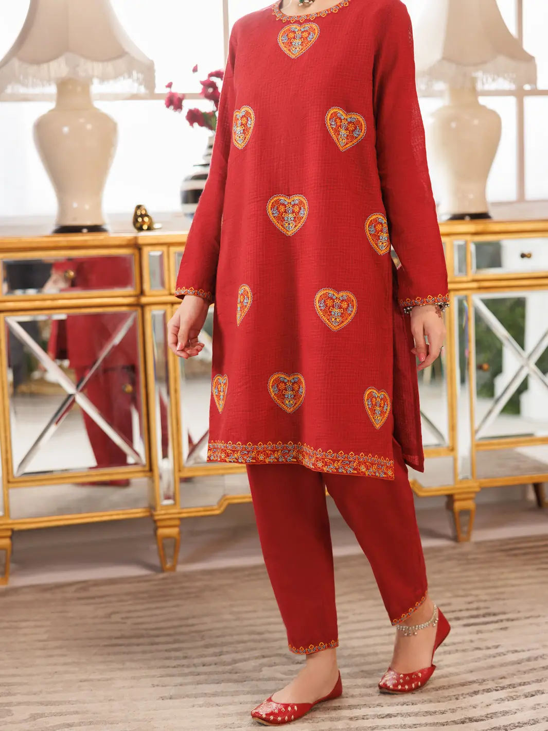 Maroon Dobby 2Pc Stitched - Alt-2Ps-Lks-1164 1