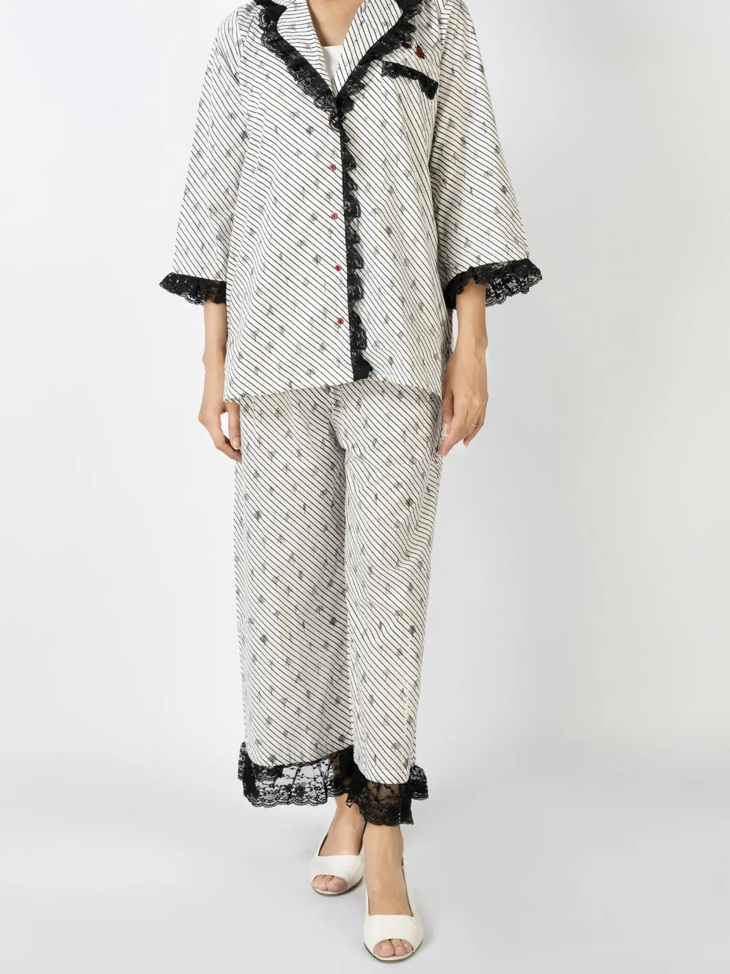 Black & White Cotton 2 Piece Stitched Nightwear - Alt-Lks-Nw-1005 1