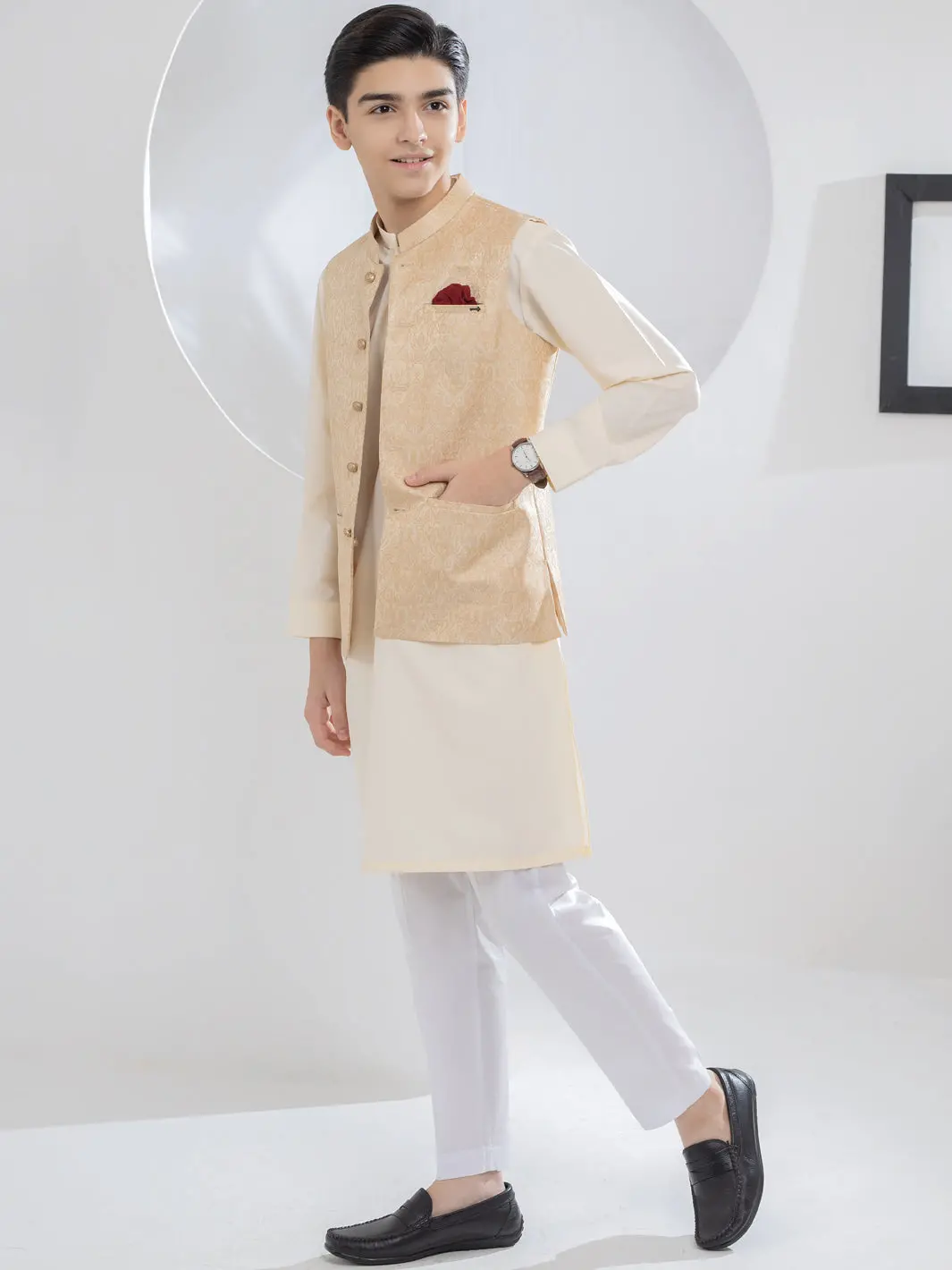 Beige Blended Boy Waistcoat - Alt-Wc-009 1