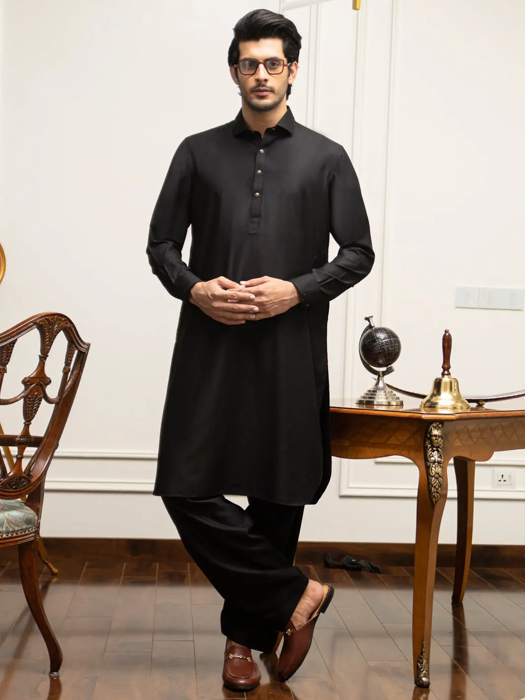 Black Blended Kameez Shalwar - Alwa-Ks-275 1