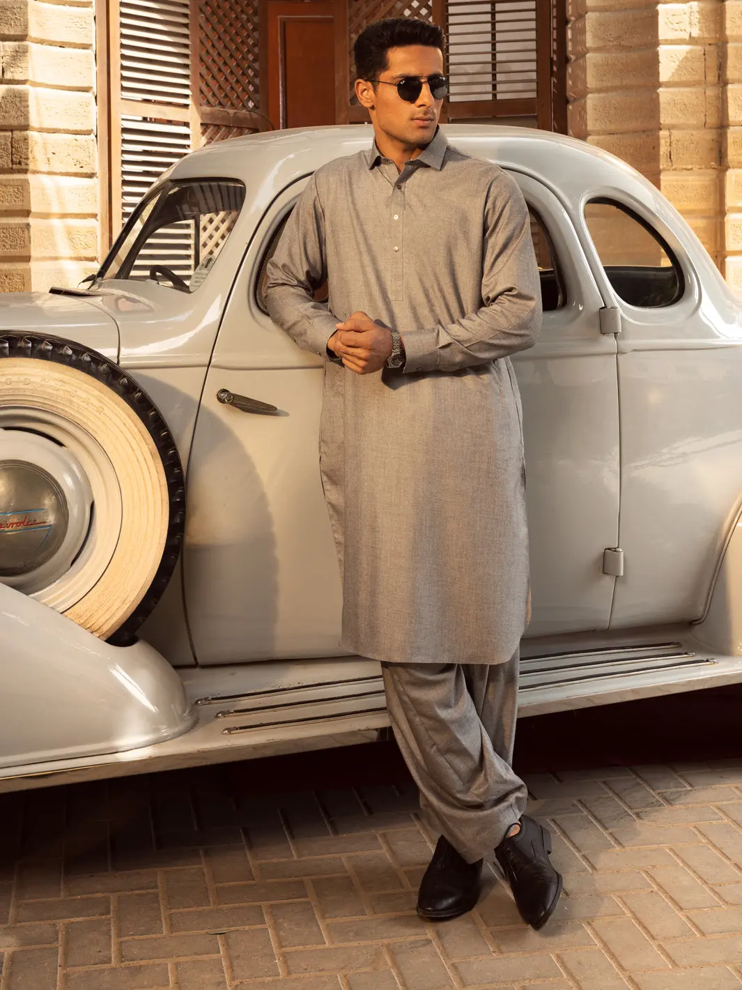 Ash Grey Kameez Shalwar - Alwa-Ks-422 1