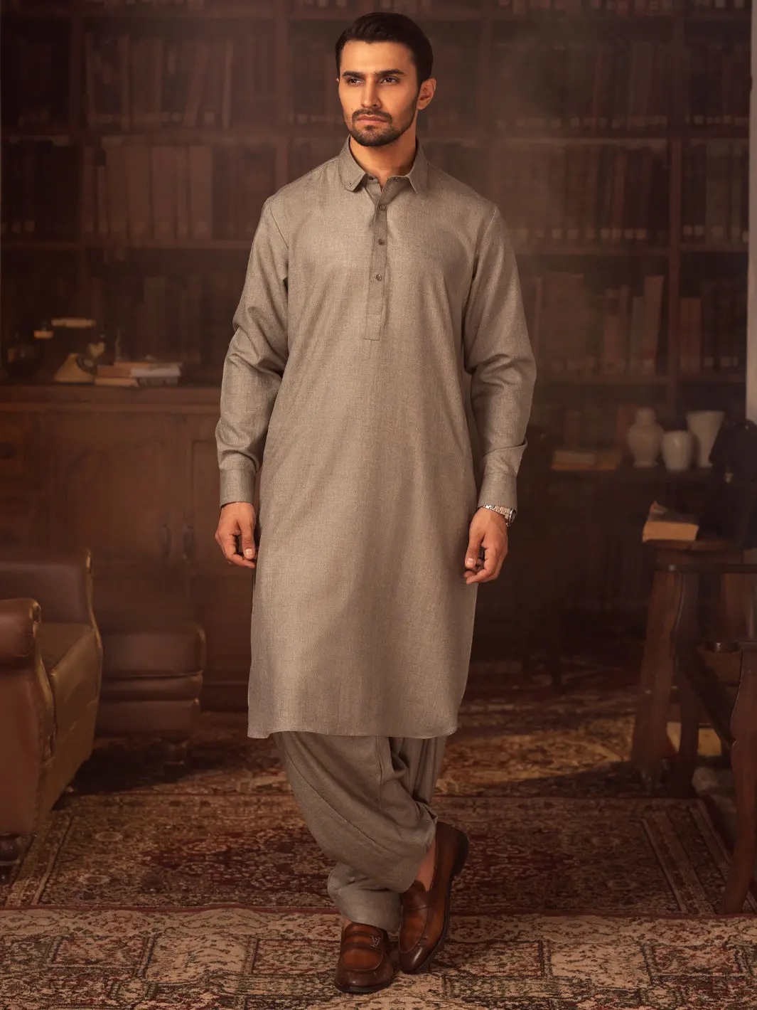 Light Grey Kameez Shalwar - Alwa-Ks-424 1